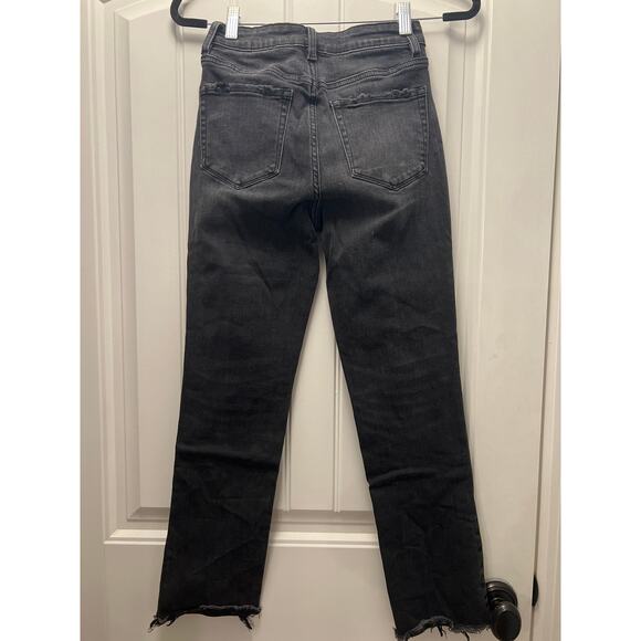 Flying Monkey Womens High Rise Slim Straight Crop Uneven Hem Jeans Size 25 Black - Picture 9 of 10